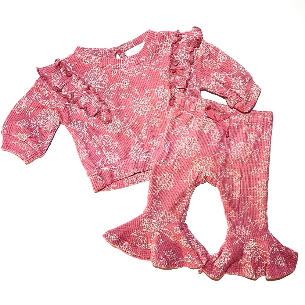Mauve Bell Bottom Toddler Girl Set